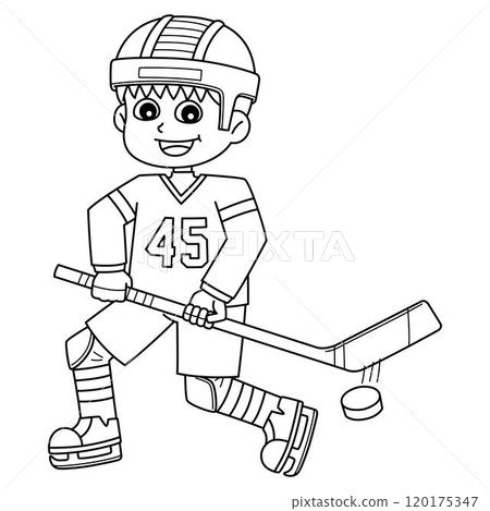 Ice Hockey Boy Player Stopping Goal Isolated Ice Hockey Boy Player Stopping Goal Isolated 120175347