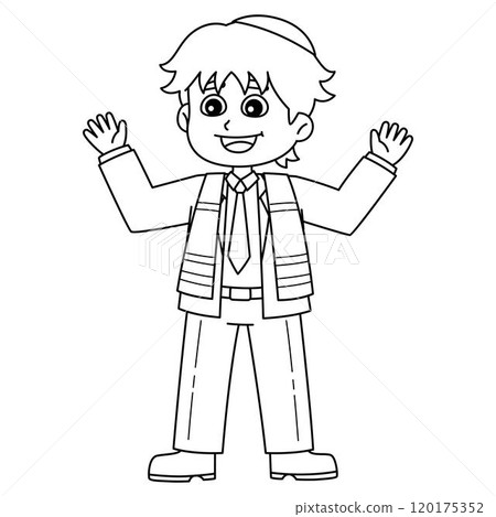 Bar Mitzvah Boy Giving a Speech Isolated Coloring  120175352