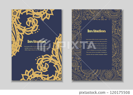 Two greeting cards set with paisley motifs Two greeting cards set with paisley motifs 120175508
