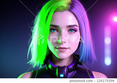 Futuristic fashion, cyberpunk portrait woman with chrome clothing Futuristic fashion, cyberpunk portrait woman with chrome clothing 120175509