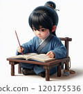 Cute boy studying, Edo period style 120175536