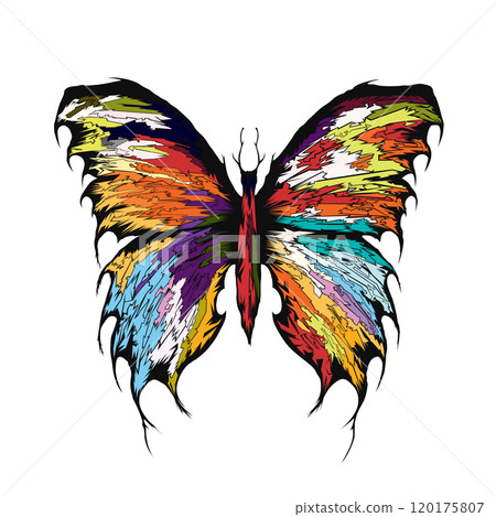 Dark butterfly design, isolated insect, Multicoloured pattern, butterfly concept 120175807