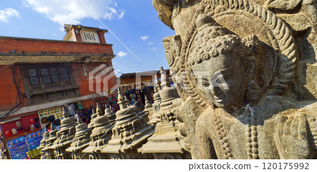 Buddhist Sculpture, Swayambhunath Temple, Kathmandu, Nepal 120175992