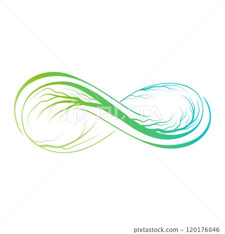 Abstract infinity sign with tree roots Abstract infinity sign with tree roots 120176846