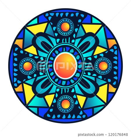 Abstract kaleidoscopic mosaic pattern over white Abstract kaleidoscopic mosaic pattern over white 120176848