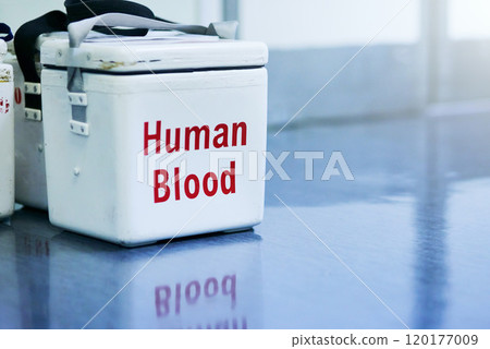 Were nothing without it. Shot of a box containing blood samples on a hospital floor. Were nothing without it. Shot of a box containing blood samples on a hospital floor. 120177009