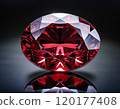 Red gemstone ruby close-up with beautiful light reflections 120177408