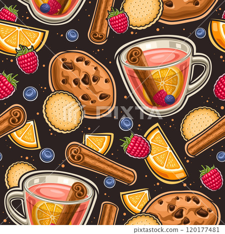 Vector Fruit Tea seamless pattern 120177481