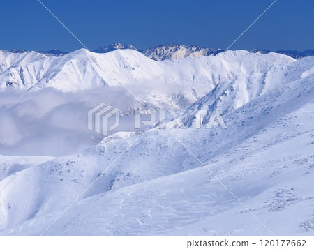 從谷川連峰的千倉山眺望冬天的谷川山 120177662