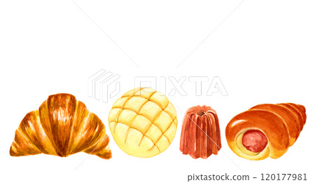 Delicious bread image [hand-painted watercolor painting] 120177981