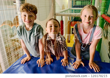 Adorable friendly kids on facilities 120178215