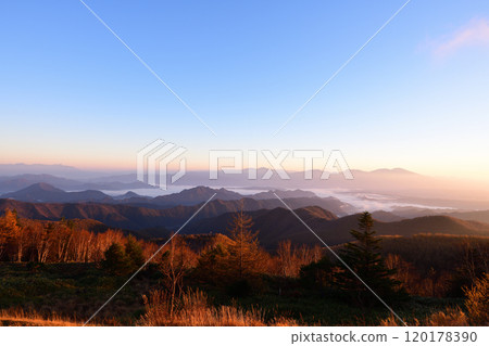 View of the sea of clouds from the plateau at dawn <Utsukushigahara Plateau> View of the sea of clouds from the plateau at dawn <Utsukushigahara Plateau> 120178390