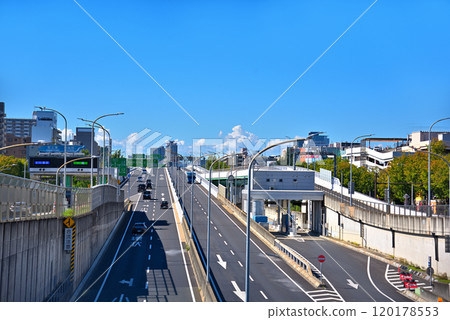 Aichi Prefecture Nagoya Cityscape Chikusa Ward Fukiage Wakamiya Odori and Nagoya Expressway Route 2 Higashiyama Line 120178553