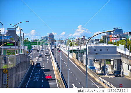 Aichi Prefecture Nagoya Cityscape Chikusa Ward Fukiage Wakamiya Odori and Nagoya Expressway Route 2 Higashiyama Line 120178554