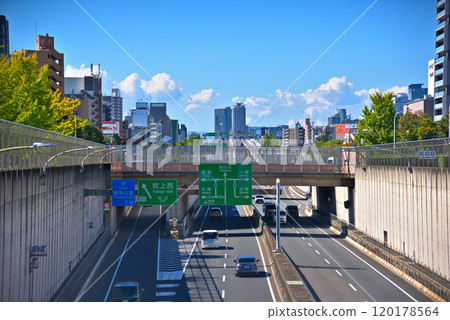 Aichi Prefecture Nagoya Cityscape Chikusa Ward Fukiage Wakamiya Odori and Nagoya Expressway Route 2 Higashiyama Line 120178564