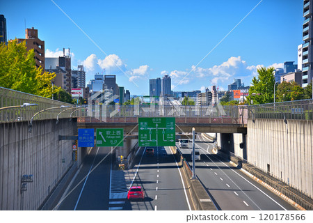 Aichi Prefecture Nagoya Cityscape Chikusa Ward Fukiage Wakamiya Odori and Nagoya Expressway Route 2 Higashiyama Line 120178566