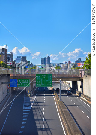 Aichi Prefecture Nagoya Cityscape Chikusa Ward Fukiage Wakamiya Odori and Nagoya Expressway Route 2 Higashiyama Line 120178567