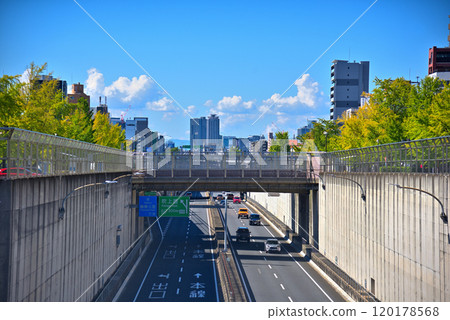 Aichi Prefecture Nagoya Cityscape Chikusa Ward Fukiage Wakamiya Odori and Nagoya Expressway Route 2 Higashiyama Line 120178568