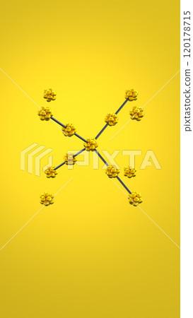Gold Crystal Lattice 3D Vertical Illustration. 120178715