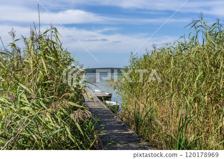 Lake Seksty. Landscape of Masuria in Poland, Karwik village in the Pisz area. Lake Seksty. Landscape of Masuria in Poland, Karwik village in the Pisz area. 120178969