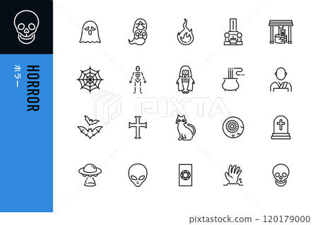 Horror simple line icons Horror simple line icons 120179000