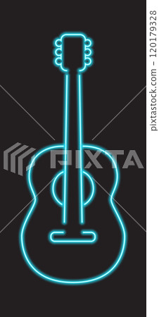 Blue glowing neon guitar 120179328
