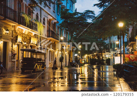 Downtown area at night Downtown area at night 120179355