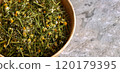 Close-up dried chamomile flower for healthy tea 120179395