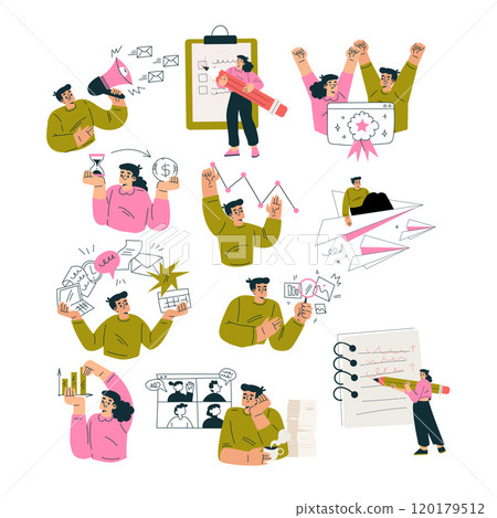Productive Workflow with Man and Woman Managing Task Vector Set 120179512