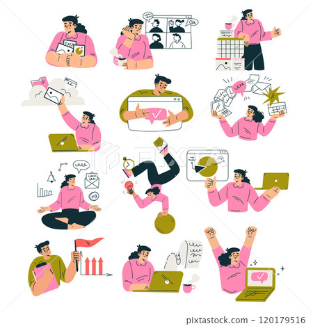 Productive Workflow with Man and Woman Managing Task Vector Set Productive Workflow with Man and Woman Managing Task Vector Set 120179516