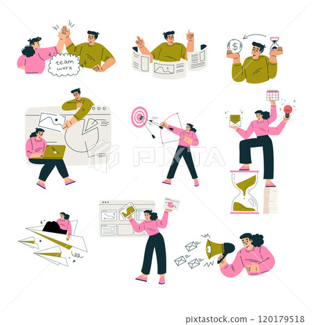 Productive Workflow with Man and Woman Managing Task Vector Set 120179518