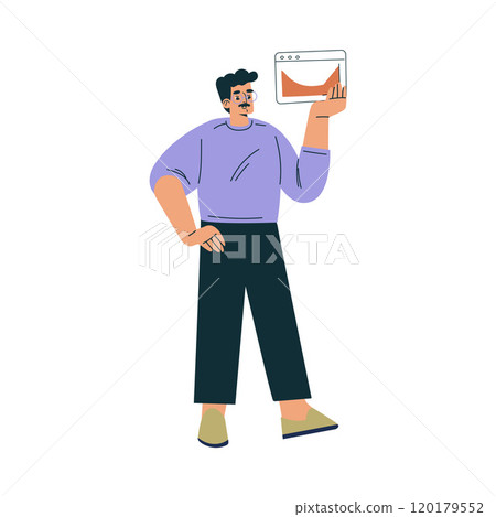 Man Character with Chart Window as Productive Team Member Vector Illustration Man Character with Chart Window as Productive Team Member Vector Illustration 120179552