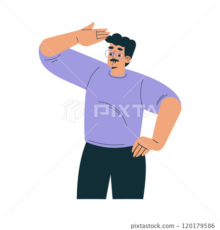 Man Character Look Ahead as Productive Team Member Vector Illustration Man Character Look Ahead as Productive Team Member Vector Illustration 120179586