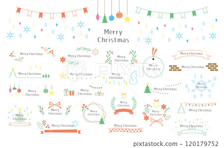 Christmas simple line drawing frame set 120179752