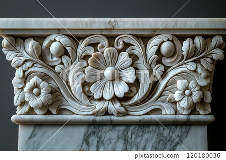 classic marble headstone features detailed floral motifs and smooth polished surfaces highlighting exquisite craftsmanship and timeless beauty serene setting. 120180036