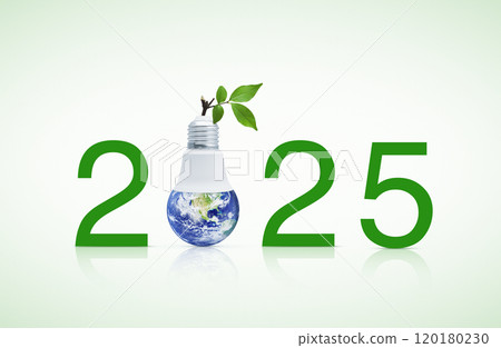 Happy new year 2025 ecology and saving energy concept, Elements of this image furnished by NASA 120180230