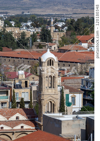 Aerial view of the church of Panayias Phaneromenis in Nicosia Aerial view of the church of Panayias Phaneromenis in Nicosia 120180348
