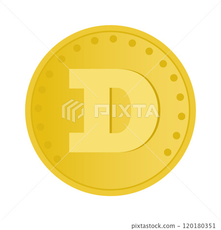 Dogecoin coin vector icon. Cryptocurrency sign in gold color isolated on white background. Dogecoin coin vector icon. Cryptocurrency sign in gold color isolated on white background. 120180351