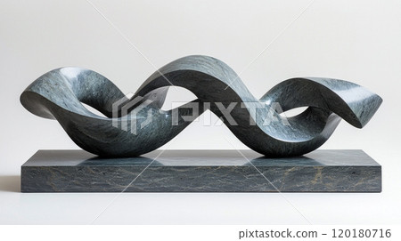 photograph captures modern concrete marker tombstone featuring abstract design flowing curves and bold lines showcasing innovative artistry minimalist setting. 120180716
