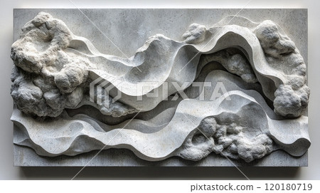 contemporary concrete marker showcases innovative abstract design sleek gray finishes and subtle texturing emphasizing modern artistry and structural expression. 120180719