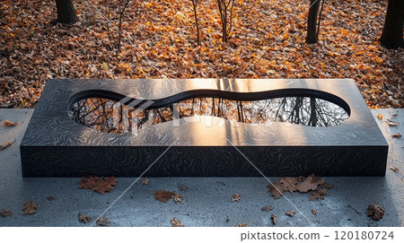 contemporary aluminum memorial pet displayed featuring abstract designs and empty plaque emphasizes modern artistry and refined simplicity 120180724