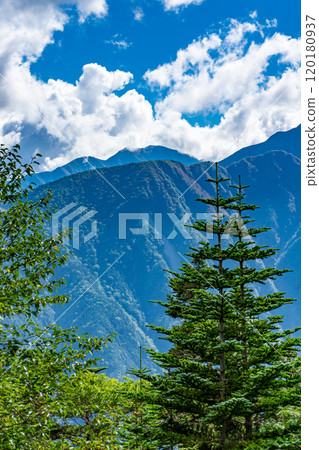 Akaishidake seen from the Senmaigoya observation deck, Southern Alps, climbing Mt. Akuzawadake and Mt. Arakawadake 120180937