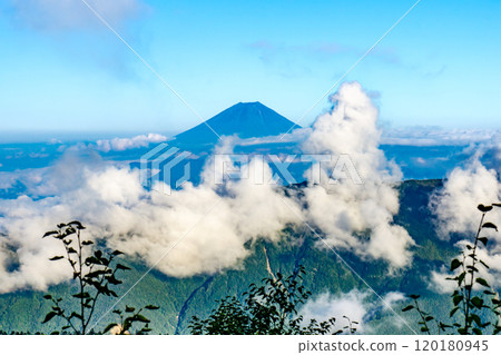 Mount Fuji seen from the terrace of Senmaigoya, Southern Alps, climbing Mount Arakawa and Mount Arakawa Mount Fuji seen from the terrace of Senmaigoya, Southern Alps, climbing Mount Arakawa and Mount Arakawa 120180945