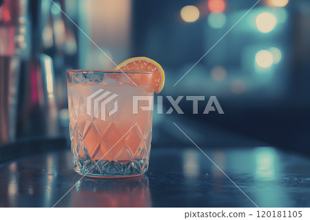 glass with paloma cocktail on a bar, AI generated glass with paloma cocktail on a bar, AI generated 120181105