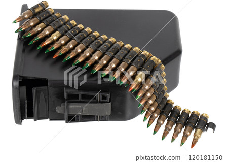 5.56 mm ammunition belt with cartridges in ammunition box 120181150