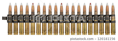 .50 BMG caliber ammunition belt with cartridges. 120181156