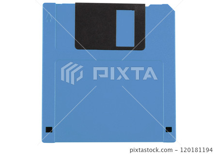 Blue old retro floppy diskette. 120181194