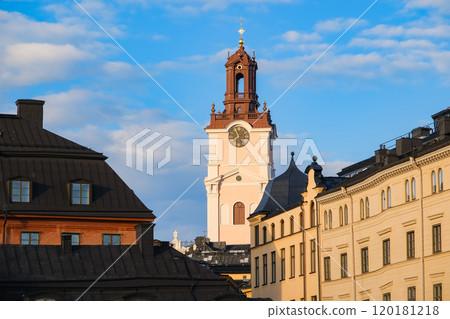 Sweden Stockholm Cathedral towers over the old town of Gamla Stan 120181218