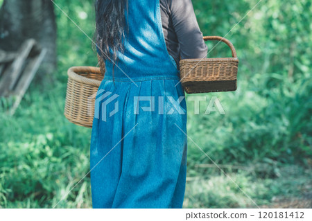 Woman picking flowers 120181412
