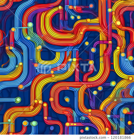 Repeated and seamless colorful wiring illustration background material 120181866